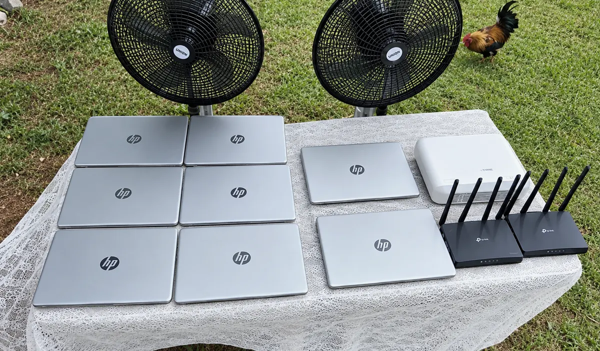 Laptops and routers prepared for students